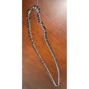 J‎ Crew long beautiful rhinestones and gunmetal bead combo necklace